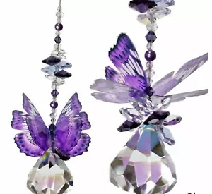 Purple Butterfly Crystal Suncatcher hanging rainbow suncatchers sun catcher gift - Picture 1 of 29