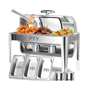 PYY Chafing Dishes for Buffet 9QT - Roll Top Chafing Dish Buffet Set with Thi... - Picture 1 of 6