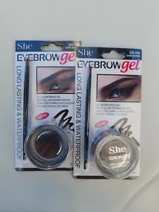 2x S.he Eyebrow Gel EG-104 Dark Brown LongLasting Waterproof .14oz - Picture 1 of 2