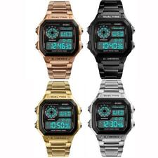 SKMEI Men Luxury Waterproof Alarm Steel Digital Square Wrist Watch New FAST