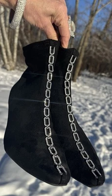 Impo stretch NAJA CHAIN Memory Foam Heeled Rhinestone Booties 8.5M Holiday Bling - Image 1 of 4