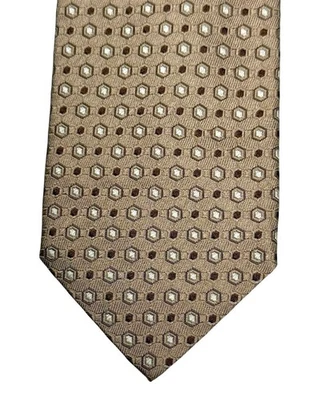 Gravata de seda Prada marrom acastanhado geométrico hexágono jacquard Milano - Imagem 1 de 4