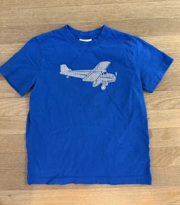 Hanna Andersson Boys Size 120 6-7 Blue Short Sleeve Shirt Plane Planes EUC - Picture 1 of 6