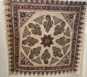 Vintage Persian Ghalamkari Tablecloth Hand-Printed Textile Isfahan by Chaman Zar - Picture 1 of 12
