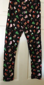 Neu Damen Weihnachten schwarz Multi Polyester Elastin Leggings XL - Bild 1 von 6