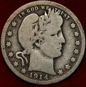 1914-D Denver Mint Silver Barber Quarter - Picture 1 of 2