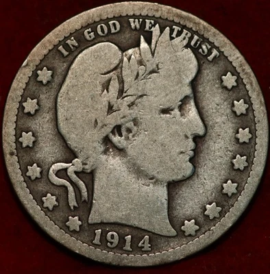 1914-D Denver Mint Silver Barber Quarter - Image 1 of 2