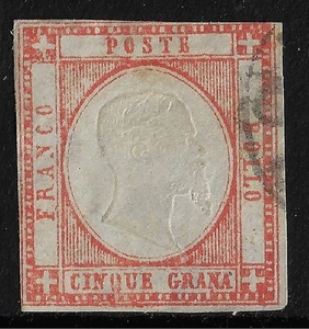 1861 ASI Napoli 5 grana rosso carminio sassone 21 usato - Foto 1 di 1