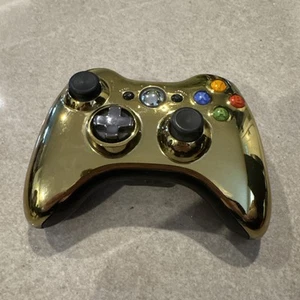 Microsoft Xbox 360 Limited Edition Chrome Gold Wireless Controller OEM, TESTED! - Picture 1 of 5