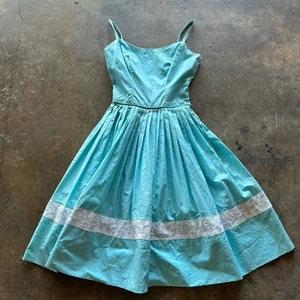 Vintage 1950s Summer Day Dress Size Small Handmade Cotton Rockabilly Pinup - Picture 1 of 15