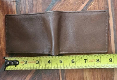 Cartera Hombre Doble Plegable Cuero Genuino Marrón Chocolate Hecha en México Foto 1 de 4