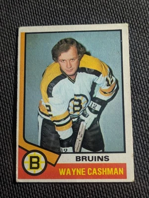 Sharp 1974-75 Topps #206 Wayne Cashman Boston Bruins Hockey Card-EX/EX+ - Image 1 of 2