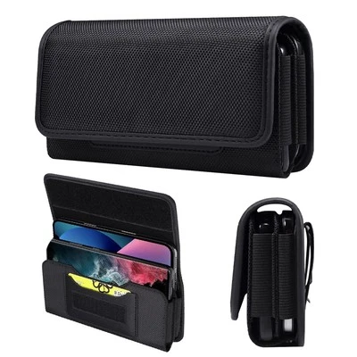 Funda grande horizontal universal de nailon con doble ranura para teléfono y una ranura para tarjeta Foto 1 de 4