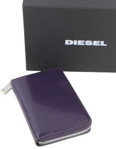 DIESEL Jadda Women Wallet OS Dark Purple Cow Leather Round Zipper Violet RRP€160 - Picture 1 of 8