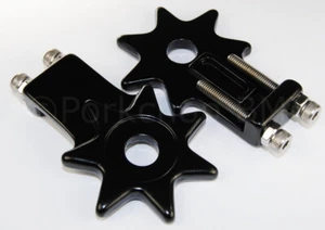 BMX Bicycle Star Spur Chain Tensioners for 3/8" axles - BLACK - Picture 1 of 1