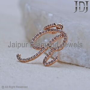 Real Diamond Solid 14k Rose Gold Jewelry R Initial Charm Letter Gold Pendant