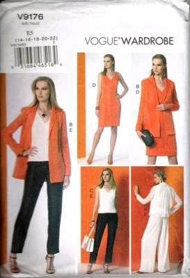 Vogue V9176 Misses  14 to 22 Jacket, Pants, Dress and Top Uncut Sewing Pattern - Image 1 of 2
