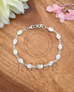 Brazalete ajustable de plata de ley 925 maciza ojos de Shiva naturales piedras preciosas JSB13 - Imagen 1 de 4