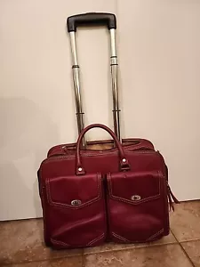 Maleta de mano con ruedas Franklin Covey Borgoña, bolsa de viaje, computadora portátil - Imagen 1 de 16