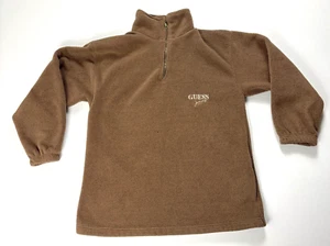 Vintage Guess Jeans Mens Sz M 1/4 Zip Fleece Jacket Brown Made in USA - Picture 1 of 7