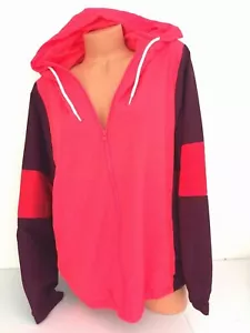 VICTORIA'S SECRET PINK Campus Full Zip Anorak Lightweight Jacket Neon Coral M/L - Picture 1 of 1