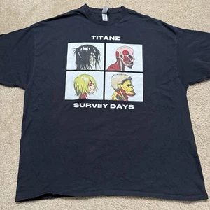 Gorillaz X Attack On Titan Titanz Survey Days Shirt Mens 2XL Black Short Sleeve - Picture 1 of 7