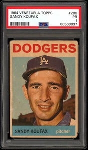 1964 Topps Venezuela #200 Sandy Koufax PSA 1 CENTRATO - Foto 1 di 2