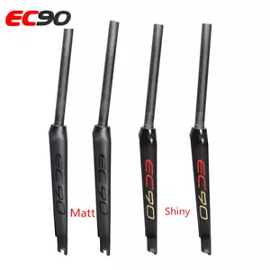 EC90 1-1/8" Threadless Carbon Fiber 700C Road Bike Straight Steerer Rigid Forks - Picture 1 of 9