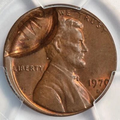 1970  D PCGS MS63 Mis-Aligned Die MAD and Brockage Lincoln Cent Mint Error Rare - Image 1 of 4