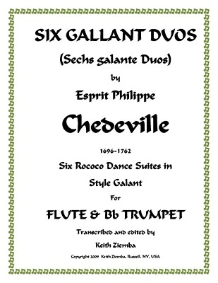 Flute & Trumpet Duets 6 Gallant Duos Chedeville Rococo NEW 32 pp. 6 Dance Suites - Image 1 of 4