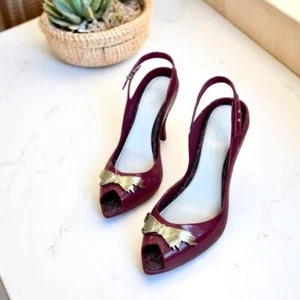 Melissa X Jason WU Lady Dragon Heels in Merlot Color Size 9 Peep Toe - Picture 1 of 14