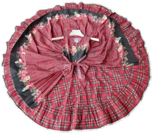 Vintage 90s Daisy Kingdom Red Floral & Plaid Full Circle Dress Girls Size 6X - Picture 1 of 8