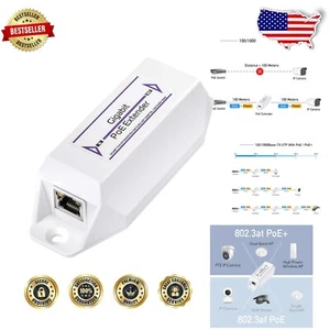 Easy Install PoE Extender - 1 Channel, 10/100/1000Mbps, Wall-Mount Convenience - Picture 1 of 10