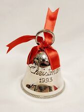 Vtg International Silver Co Silverplated Engraved Bell 1993 Christmas Ornament