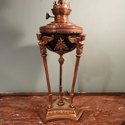 French Empire Neoclassical Bronze And Tole Electrified Oil Lamp - Image 1 of 4