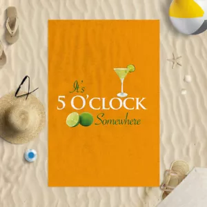 147x99.1cm It's 5O ' Clock Arancione Microfibra Telo da Spiaggia Estate Vacanza - Foto 1 di 2