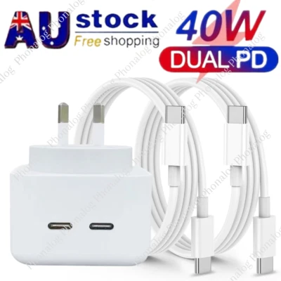 For iPhone 15 Pro Max Plus iPad Samsung 40W USB-C Fast Charger PD Type-C Cable - image 1 of 4