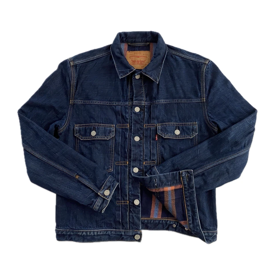 Levi’s Type 2 14oz Rigid Raw Denim Blanket Lined Indigo Jacket | Size L - Image 1 of 4