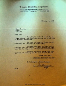 Producers Distributing Corp Letterhead February 13 1925 Barbara Freitchie - Picture 1 of 1