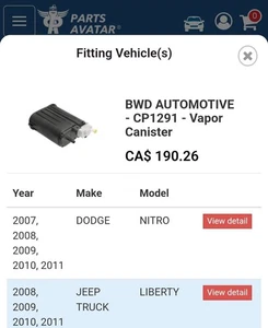BWD CP1291 Charcoal Fuel Vapor Canister For Dodge Nitro Or Jeep Liberty - Picture 1 of 1
