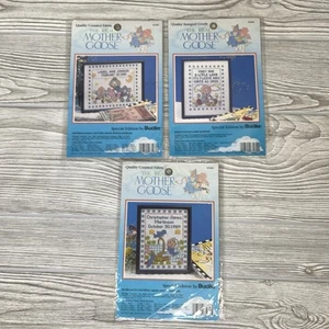 3x Bucilla The Real Mother Goose Cross Stitch Samplers Newborn Baby NEW - Picture 1 of 10