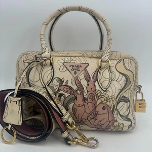 Prada x James Jean Resort 2018 Bunny Handbag GLACE CALF RABBIT From Japan Used ! - Picture 1 of 10