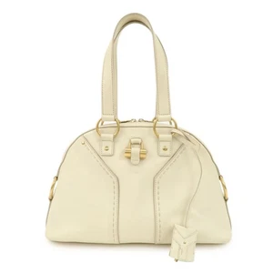 SAINT LAURENT PARIS Muse Leather Hand Bag Shoulder Bag Ivory Authentic Used F/S - Picture 1 of 24