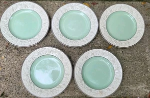 Wedgewood Queensware Bread Plates 5 Mint Green W Embossed Edges - Picture 1 of 4