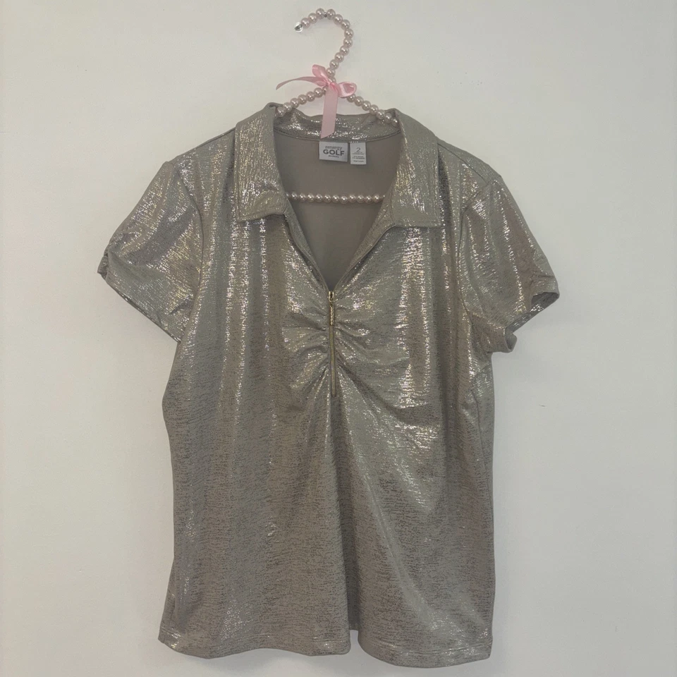 Camisa de golf Zenergy para mujer talla Lg 2 adelgazante elegante atuendo de campo deportiva estrás Foto 1 de 4