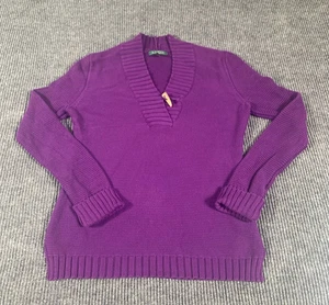 LRL Ralph Lauren Sweater Womens Extra Large Purple Cotton Pullover Toggle Y2K - Picture 1 of 10