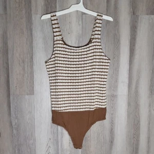 Torrid Womens 1 Knit Scoop Neck Bodysuit Tank Stripe Textured Stretch - Picture 1 of 9