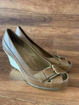 A2 Aerosoles Farewell Marrón Punta Abierta Tacones de Cuña Mujer Talla 10m Zapatos Foto 1 de 4