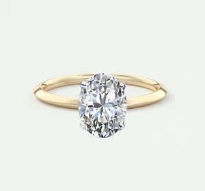 IGI E/VVS 2 Ct Oval Cut Lab Created Grown Diamond 14K Yellow Gold Solitaire Ring - Picture 1 of 2