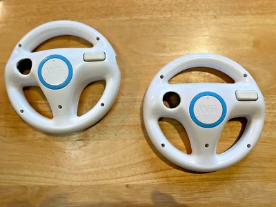 2 x Mario Kart Steering Wheels for Nintendo Wii & Wii U - Old Skool (WHITE) - Image 1 of 2